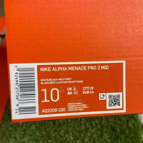 Nike Alpha Menace Pro 2 Football Mid Cleats White AQ3209-100 Men NEW